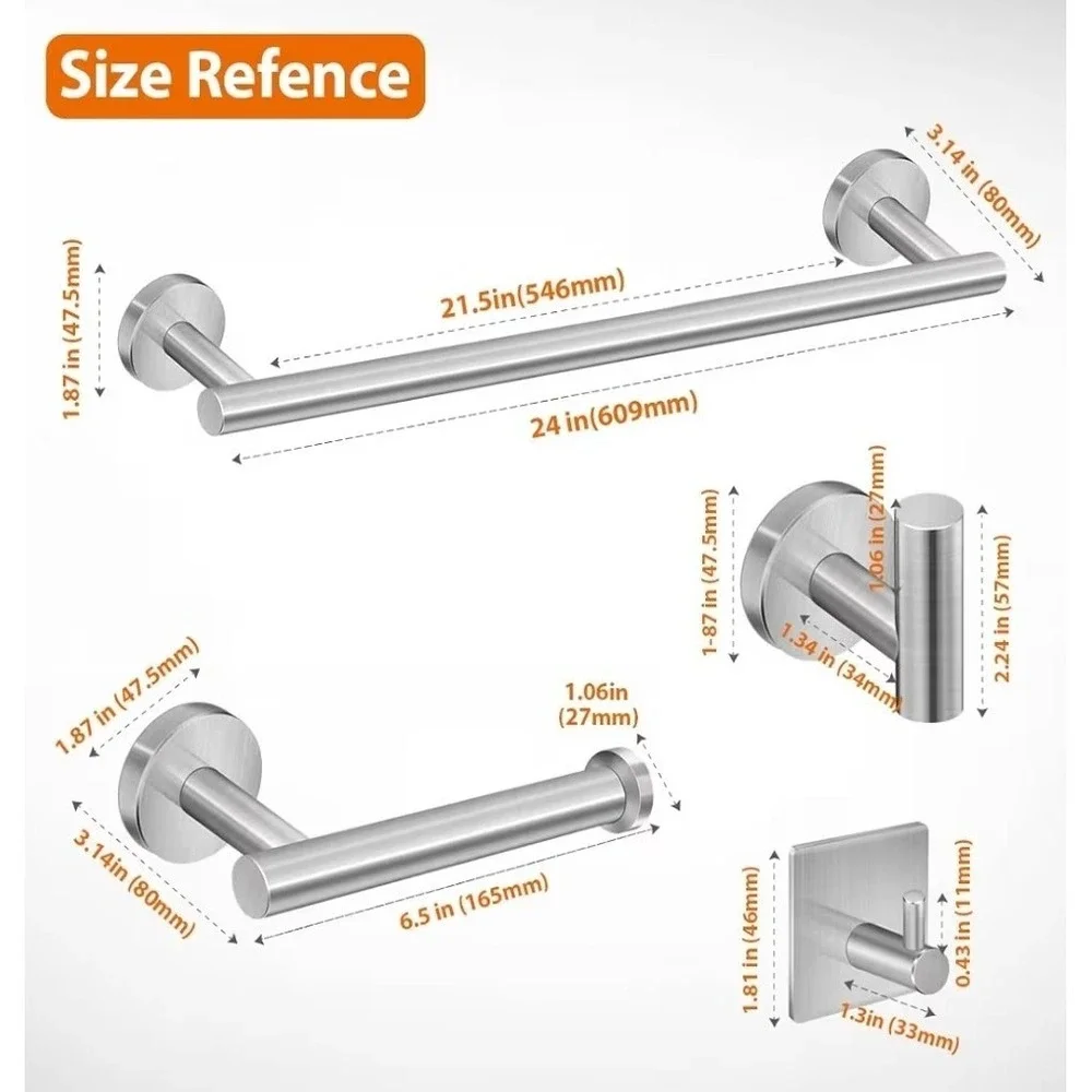 5-Pieces Bathroom Hardware Set Brushed Nickel